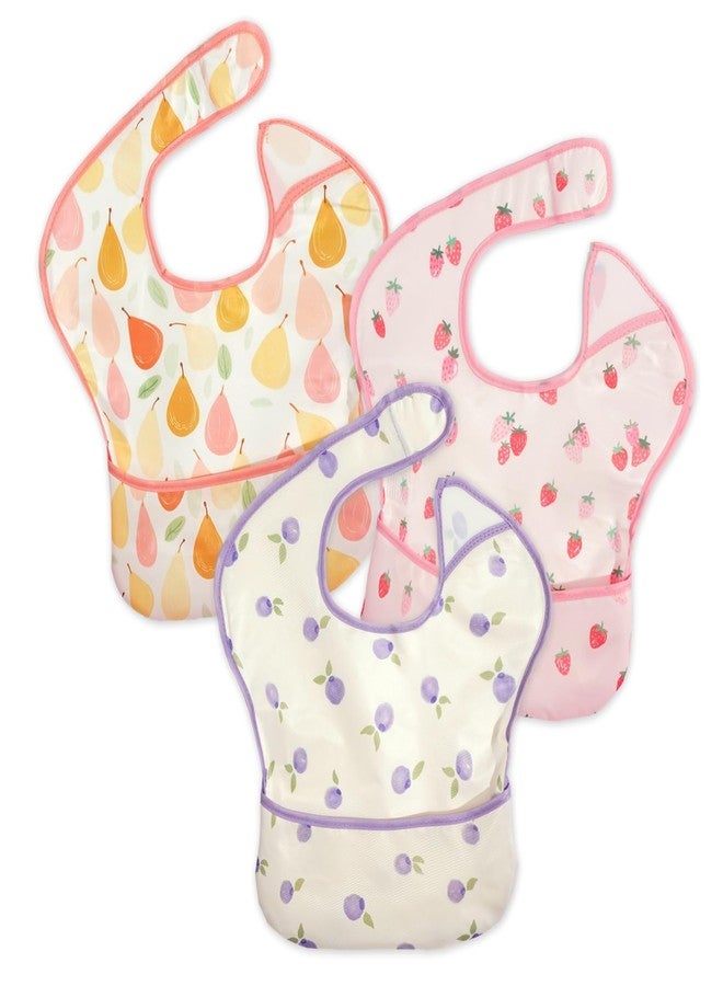 CoolaPeach 3-Pack Waterproof Baby Bibs Essential Must Have for Eating - Lightweight Toddler Feeding Bibs with Large Food Catcher, Mess Proof, Food-Grade Baby Eating Essentials (Fruit) - Image 1