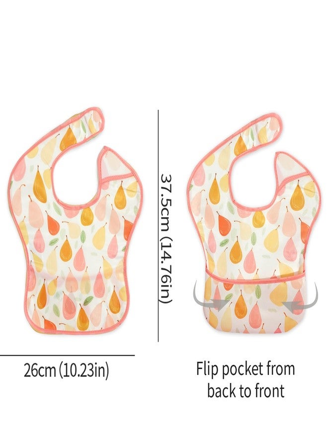 CoolaPeach 3-Pack Waterproof Baby Bibs Essential Must Have for Eating - Lightweight Toddler Feeding Bibs with Large Food Catcher, Mess Proof, Food-Grade Baby Eating Essentials (Fruit) - Image 2