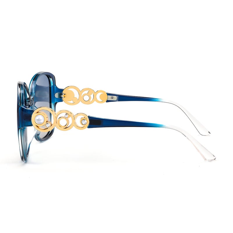 FEISEDY FEISEDY Women's Fashion Sunglasses, Oversized Square Frame with Pearl Sparkling, Polarized UV Protection B2821  - Image 5