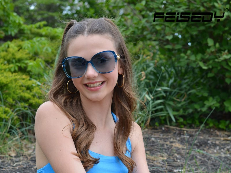 FEISEDY FEISEDY Women's Fashion Sunglasses, Oversized Square Frame with Pearl Sparkling, Polarized UV Protection B2821  - Image 4