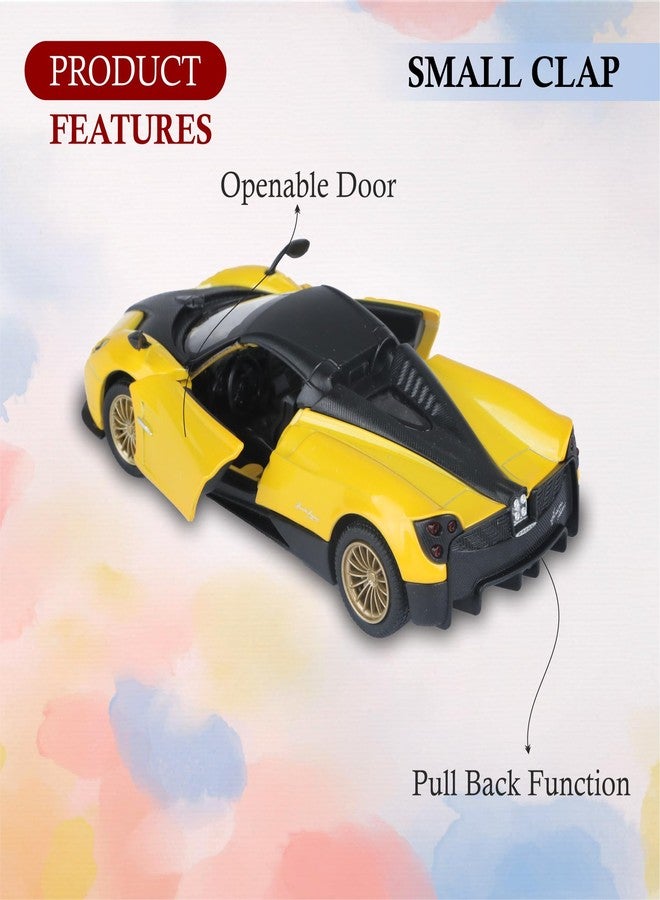 SMALL CLAP® Speed Metal 1:32 Pagani Huayra Roadster Diecast Openable Door Function for 3 Years & above (Yellow) - Image 2