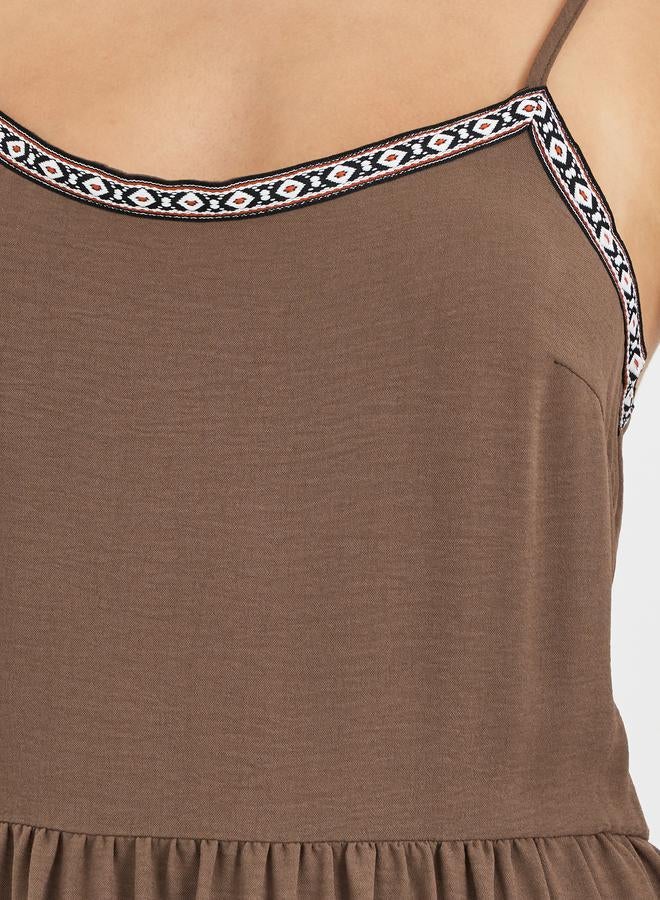 Styli Solid Strappy Tiered Maxi Dress - Image 4