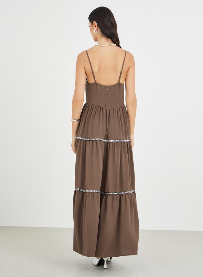 Styli Solid Strappy Tiered Maxi Dress - Image 5