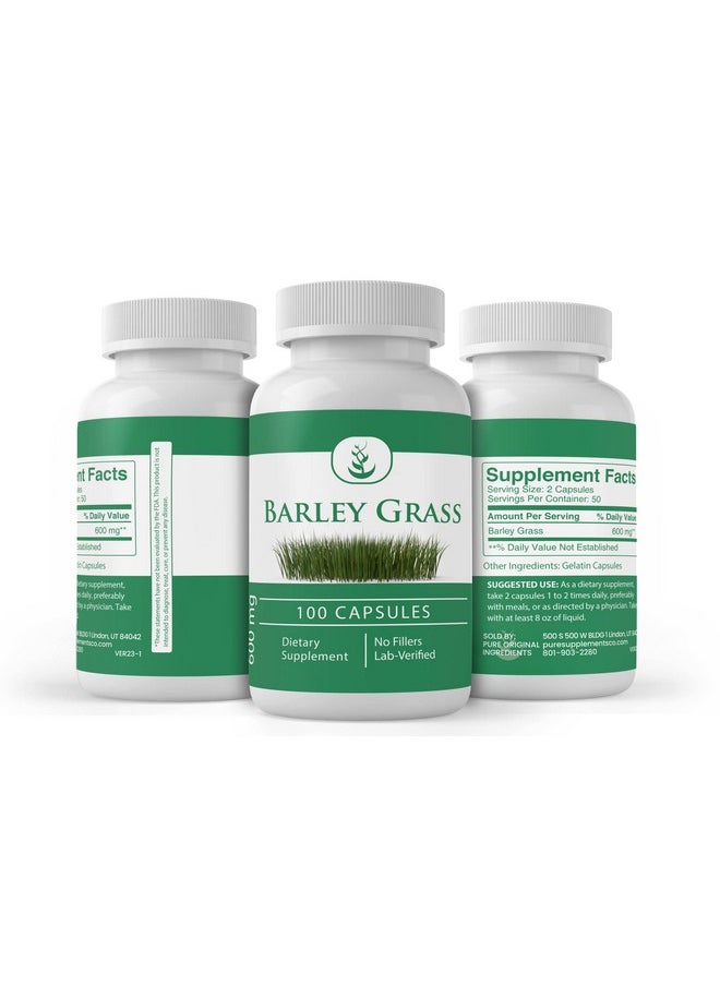 PURE ORIGINAL INGREDIENTS - Barley Grass (100 Capsules) Always Pure No Additives Or Fillers Lab Verified - Image 1