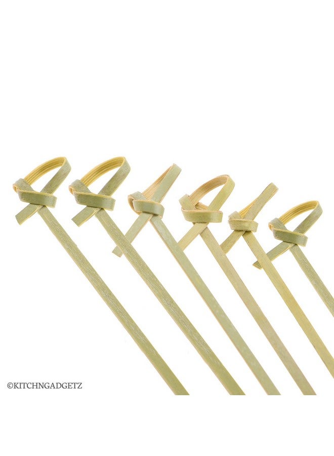 Kitch N Gadgetz Bamboo Cocktail Picks - 300 Pack - 4.1 inch - With Looped Knot - Great for Cocktail Party or Barbeque Snacks, Club Sandwiches, etc. - Natural Bamboo - Keeps Ingredients Pinned Together - Stylish  - Image 4