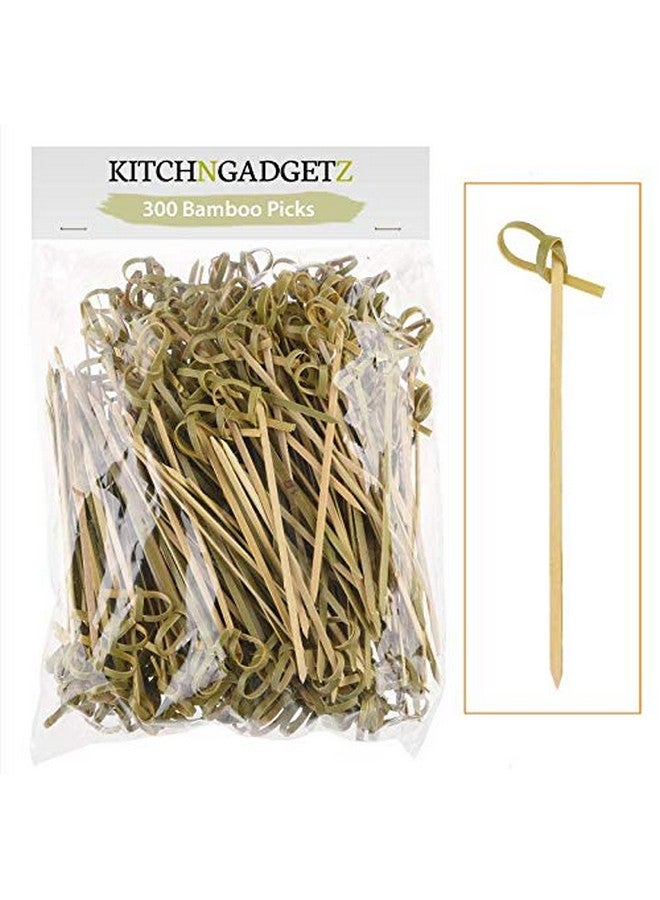 Kitch N Gadgetz Bamboo Cocktail Picks - 300 Pack - 4.1 inch - With Looped Knot - Great for Cocktail Party or Barbeque Snacks, Club Sandwiches, etc. - Natural Bamboo - Keeps Ingredients Pinned Together - Stylish  - Image 1