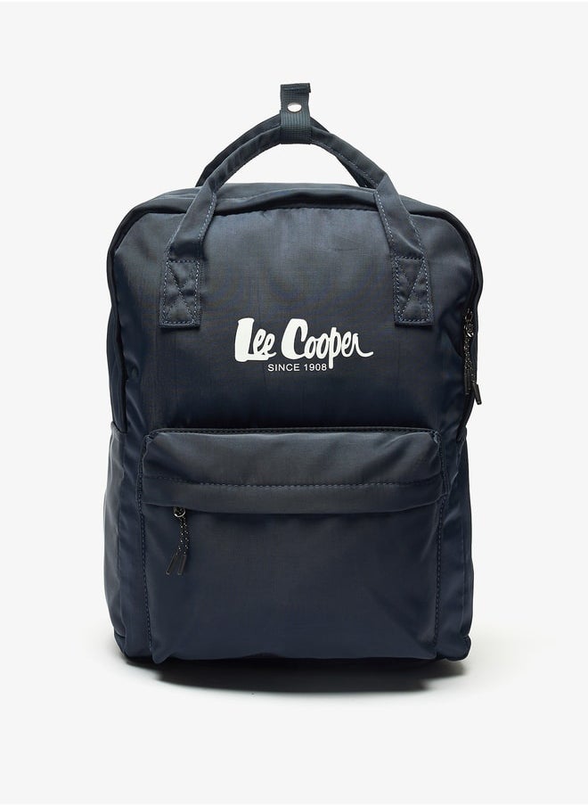 Lee Cooper Women Logo Print Backpack with Adjustable Straps and Handles - 29x14x38 cm  - Image 1