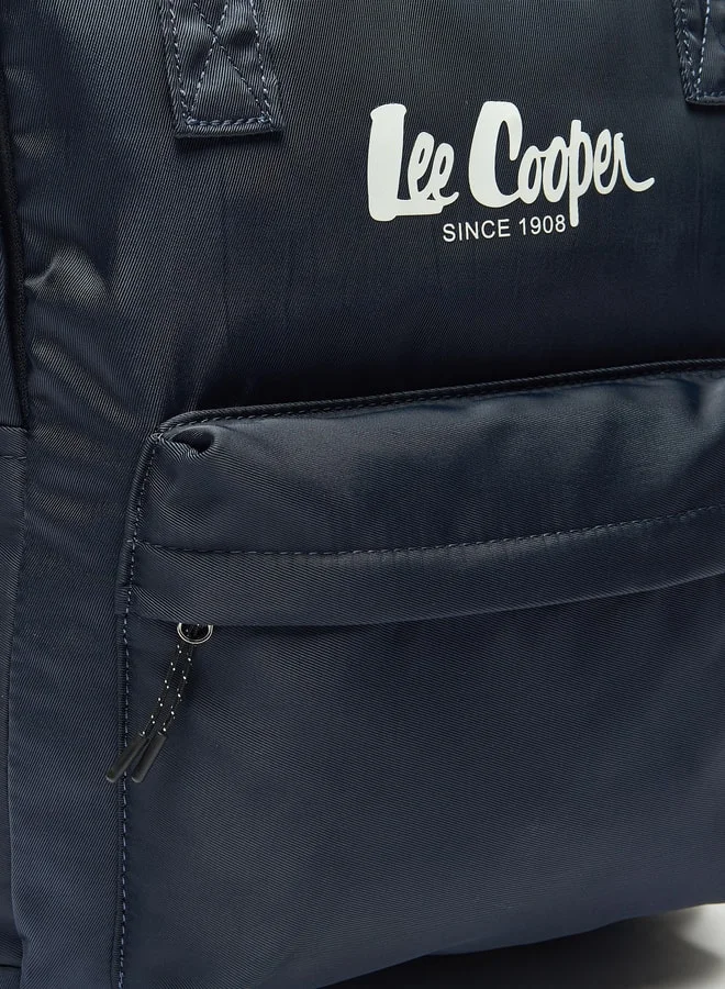 Lee Cooper Women Logo Print Backpack with Adjustable Straps and Handles - 29x14x38 cm
