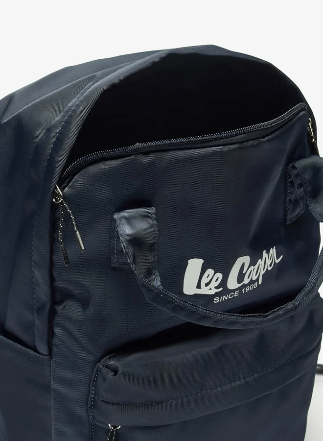 Lee Cooper Women Logo Print Backpack with Adjustable Straps and Handles - 29x14x38 cm