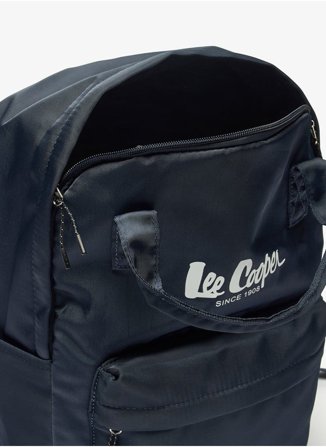 Lee Cooper Women Logo Print Backpack with Adjustable Straps and Handles - 29x14x38 cm  - Image 4