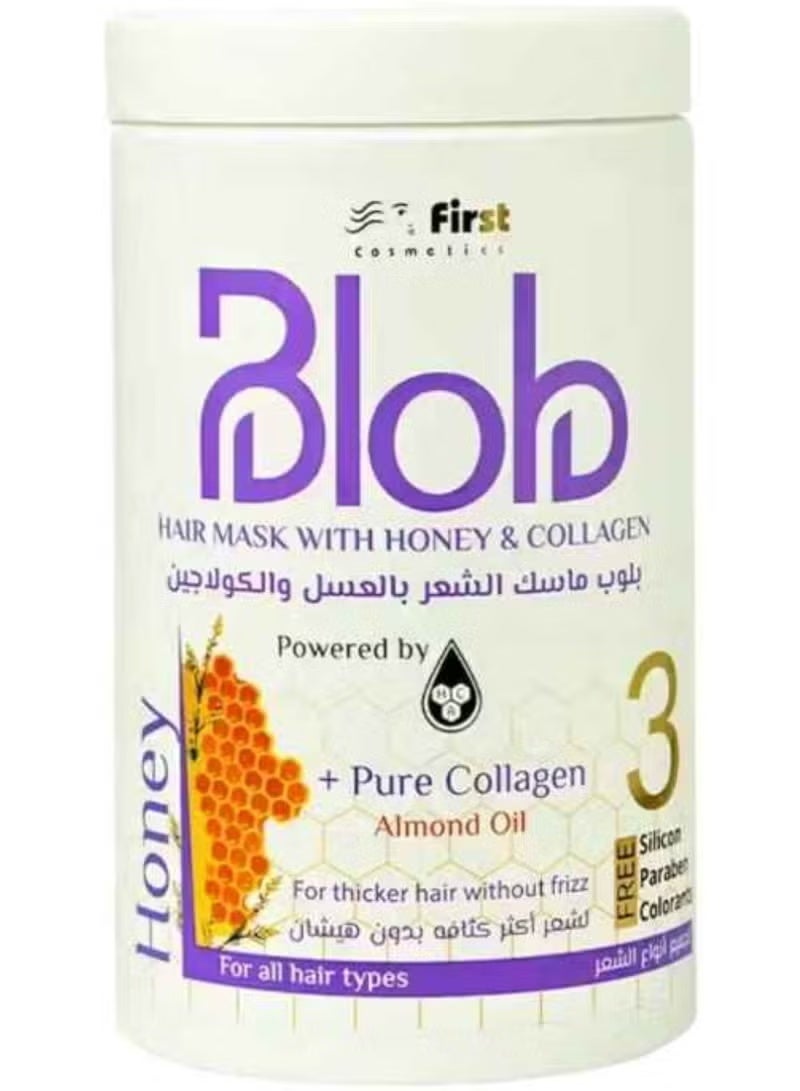 First Cosmetics Blob Hair Mask with Honey, Collagen & Almond Oil for Thicker, Frizz-Free Hair, 1000ml