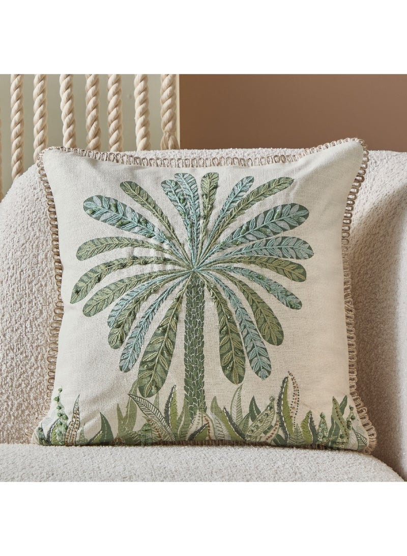 Home Box Cancun Palm Embroidered Filled Cushion 50 x 50 cm  - Image 1