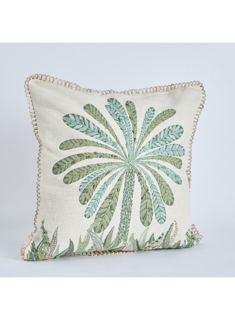 Home Box Cancun Palm Embroidered Filled Cushion 50 x 50 cm  - Image 4