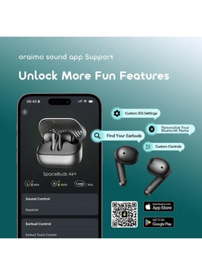 أورايمو سبيس بودز إير+ OTW-323SP سماعات أذن بلوتوث لاسلكية حقيقية – 30 ساعة من وقت التشغيل، صوت ثلاثي الأبعاد Sound360، 4 ميكروفونات ENC، مقاومة للماء IPX4 - Image 4