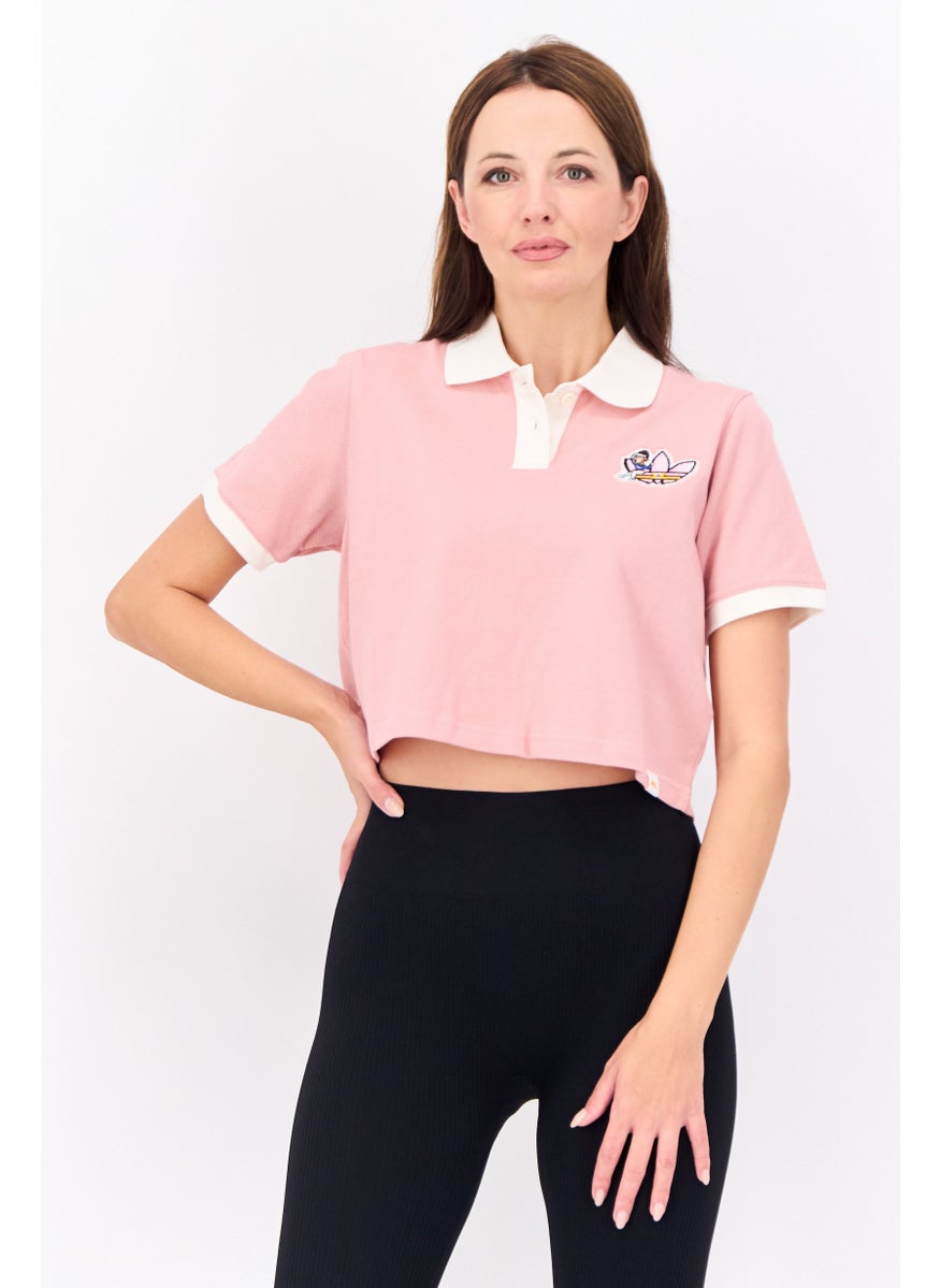 Adidas Women Sportswear Fit Short Sleeve Outdoor Polo Shirt, Rose Gold  - Image 1
