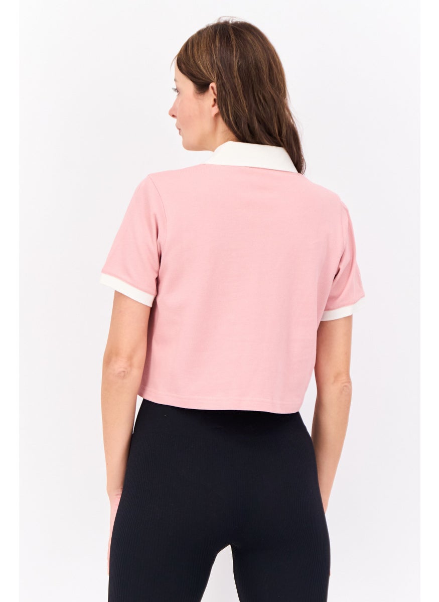 Adidas Women Sportswear Fit Short Sleeve Outdoor Polo Shirt, Rose Gold  - Image 3