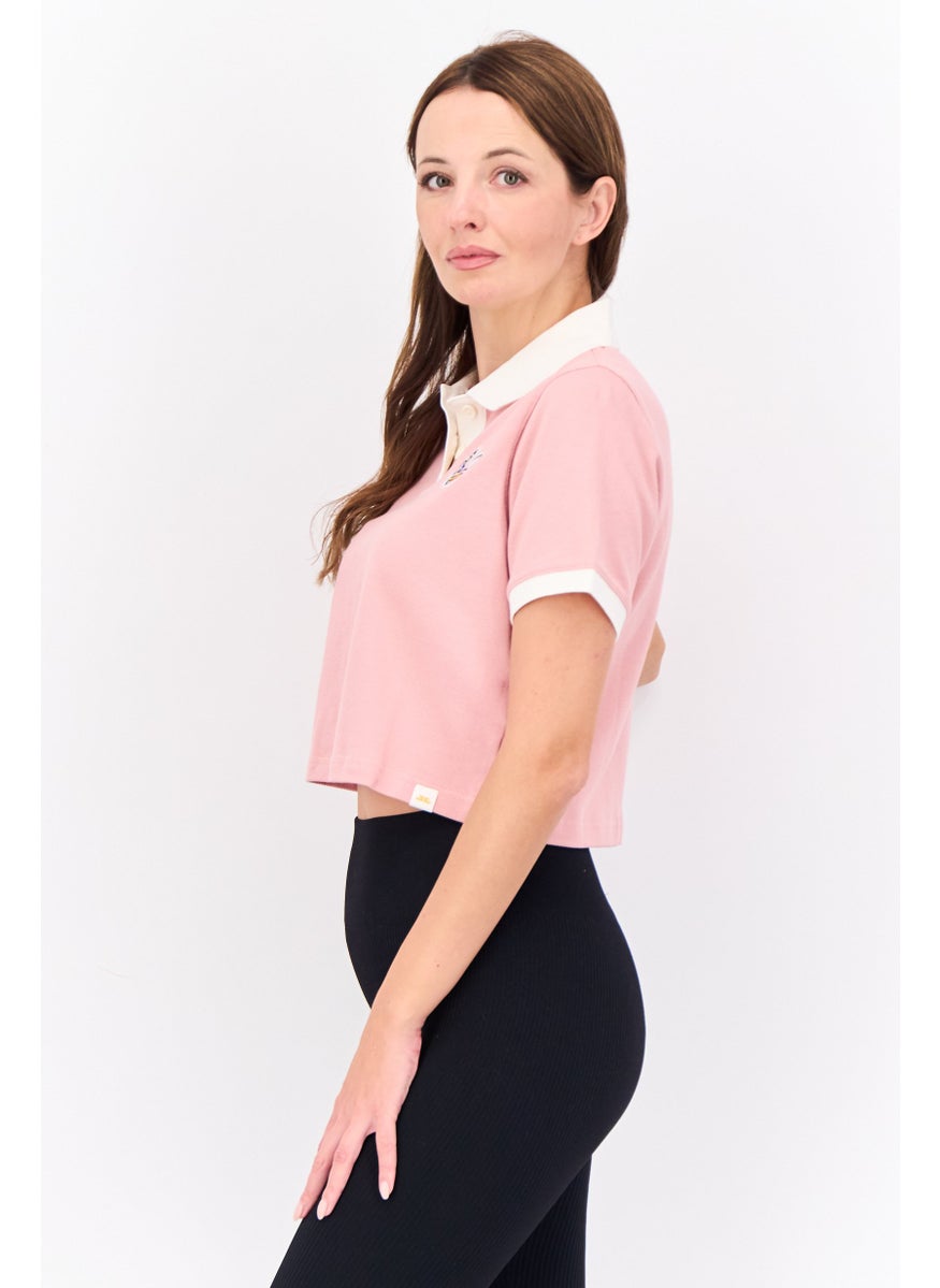 Adidas Women Sportswear Fit Short Sleeve Outdoor Polo Shirt, Rose Gold  - Image 2