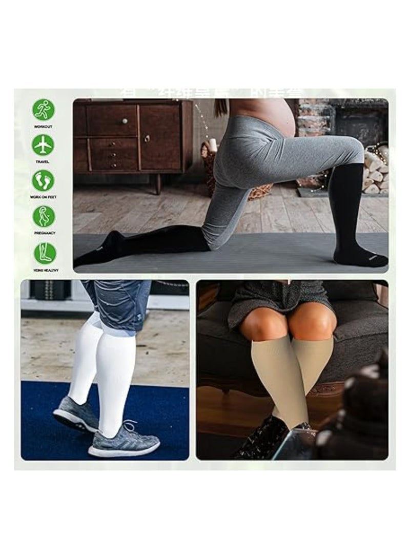 SYOSI 3 Pairs Wide Calf Compression Socks, Copper Compression Socks for Women & Men, 15-20mmHg Knee High Large Support Stockings, Circulation, Running, Athletic, Cycling, Nurses, Flight, Traveling (2XL) - Image 3