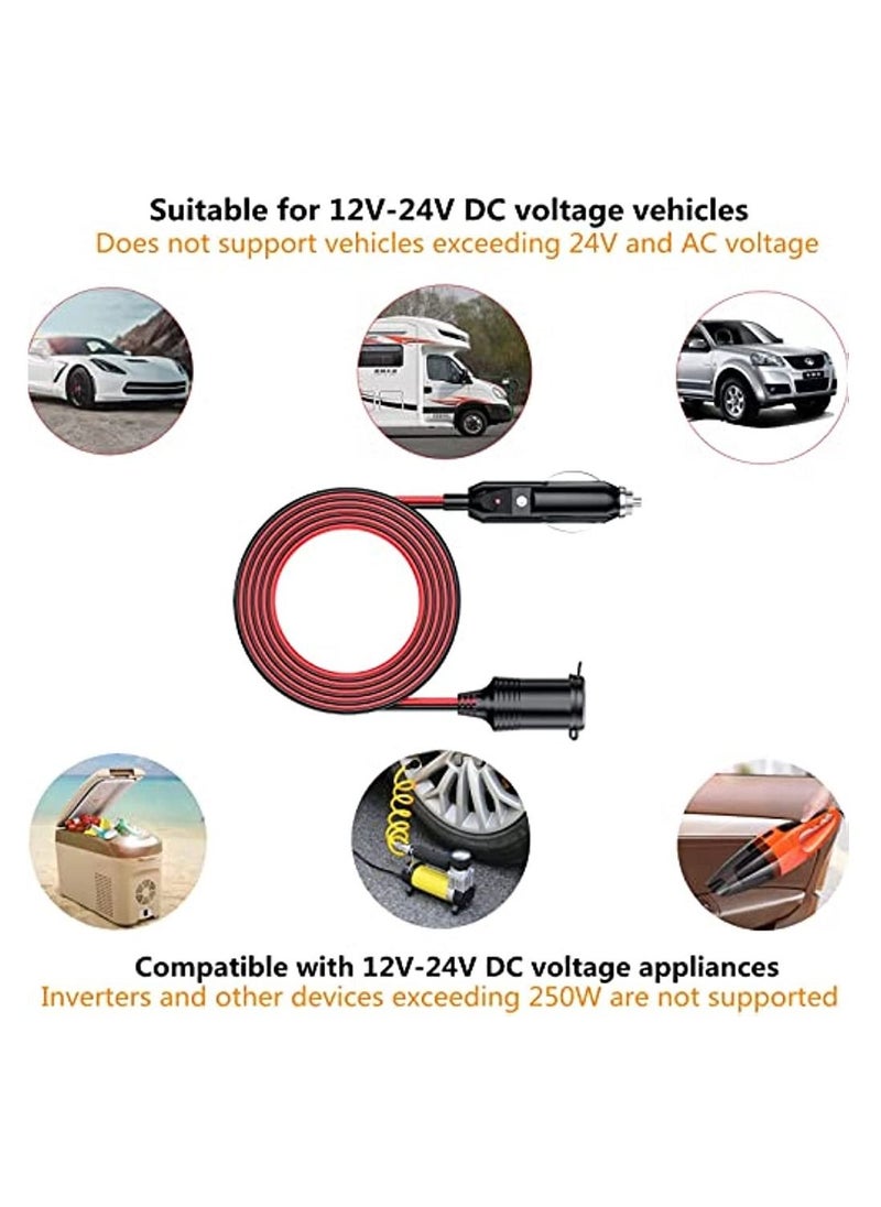 OIMG 13Ft Car Charger Extension Cord 12/24V Car Charger Plug To Socket 16Awg Heavy Duty Extension Cable With 15A Fuse And Led Indicator Car Car Charger Aux Socket Plug  - Image 5