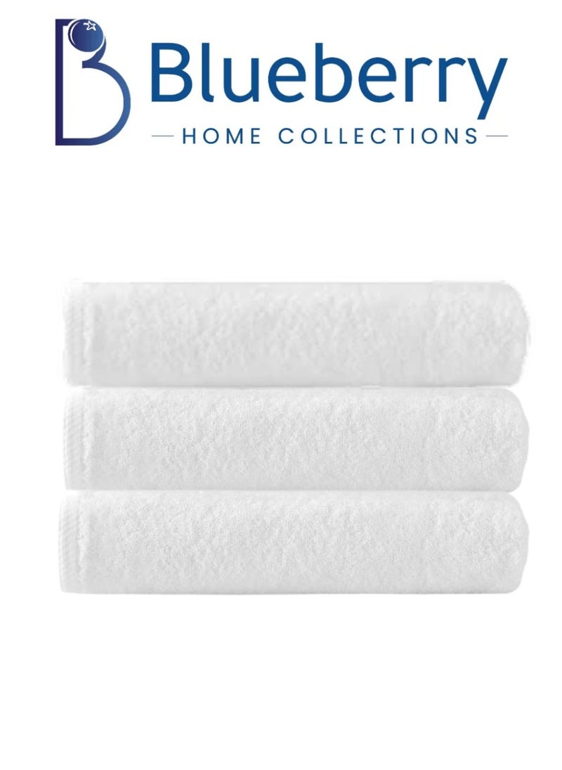 Blueberry Pack of 3 - Bath Towel - 100% Cotton 600 GSM Over Sized (76x152cm), Highly Absorbent Bath Sheet For Pool, Beach, Fitness, Sports, Yoga -White - Image 1