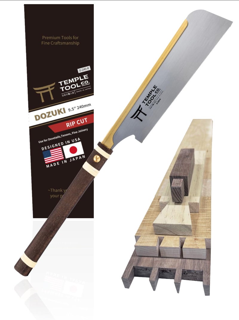 Temple Tool Co. Japanese Pull Saw - Rip-Cut 9.5 - Hand Saw for Dovetails, Tenons, Fine Joinery - Image 1