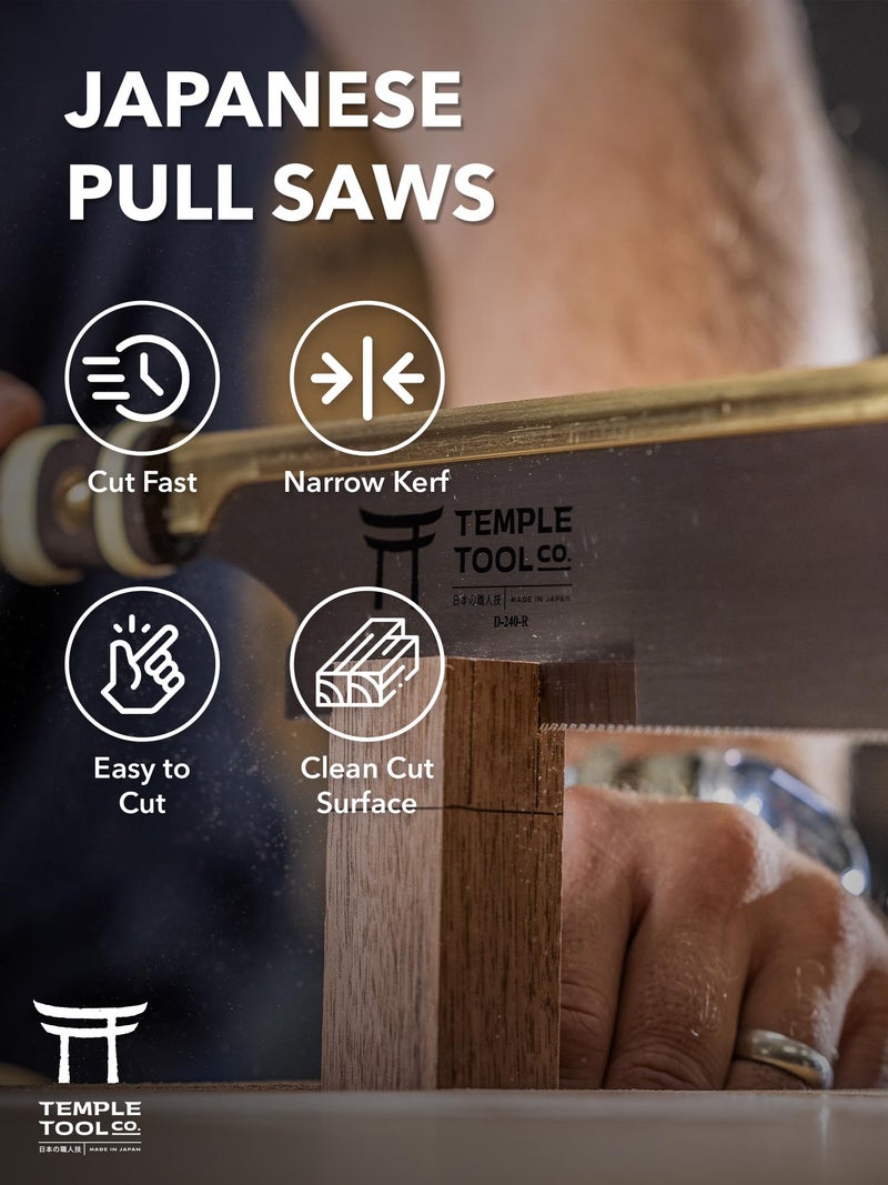 Temple Tool Co. Japanese Pull Saw - Rip-Cut 9.5 - Hand Saw for Dovetails, Tenons, Fine Joinery - Image 4