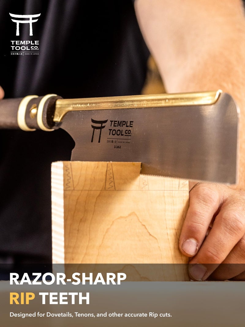 Temple Tool Co. Japanese Pull Saw - Rip-Cut 9.5 - Hand Saw for Dovetails, Tenons, Fine Joinery - Image 5