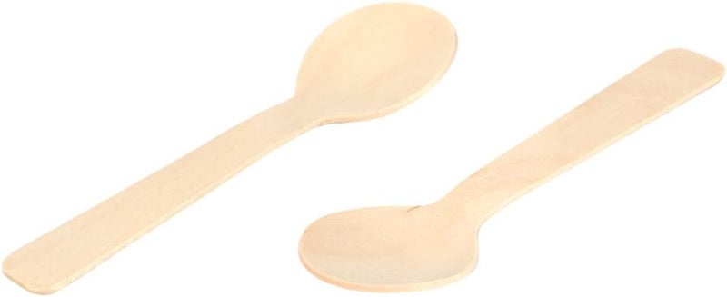 يوسو Repeated assemble detach compatible 100pcs Disposable Wood Spoons Eco-Friendly Ice Cream Tea Spoon 10cm Flatware Cutlery Bupplies Cross-location transit friendly build - Image 2