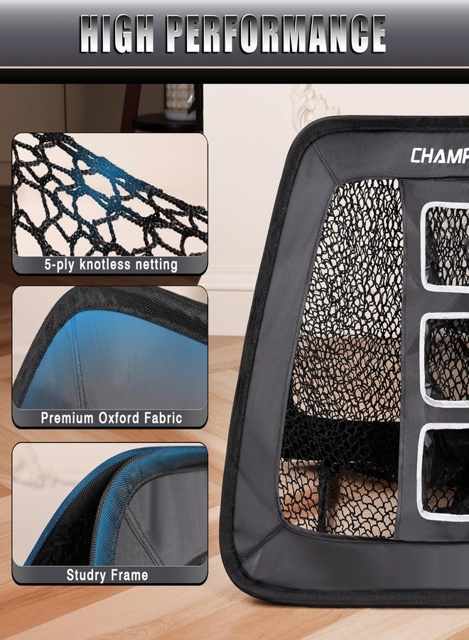 CHAMPKEY Double Sided Golf Chipping Net Come with Tri-Turf Hitting Mat and 12 Foam Golf Balls - 5 Ply-Knotless Netting Golf Targets System Ideal for Short and Long Distance Training (Standard Version) - Image 2