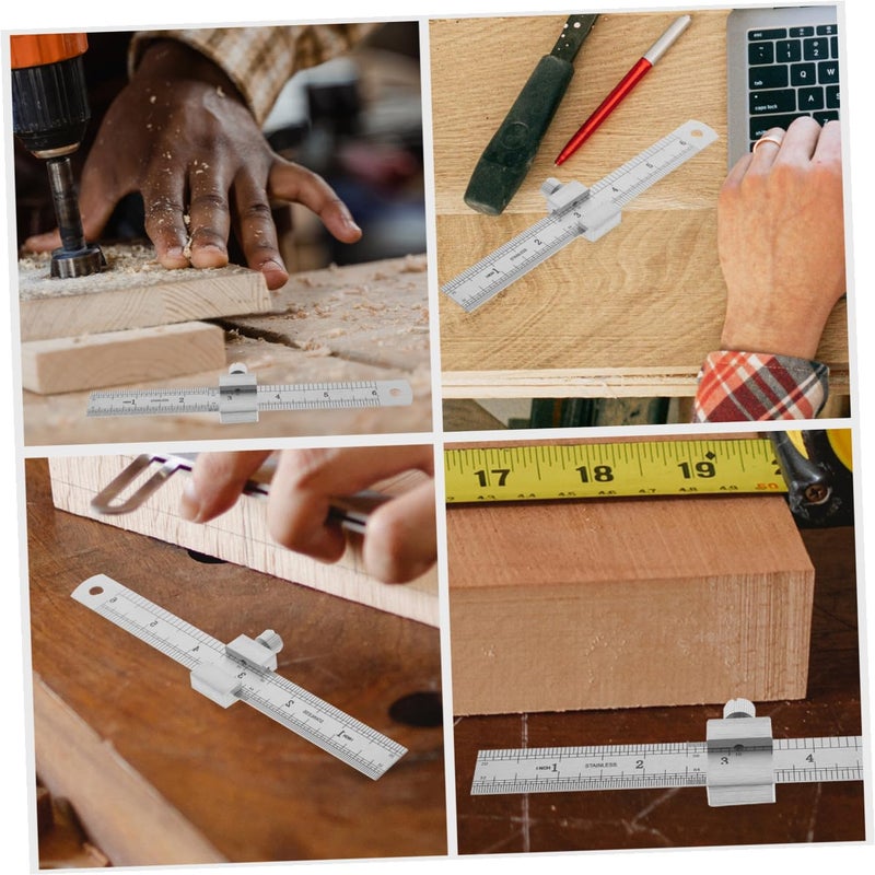 مجموعة مساطر من الفولاذ المقاوم للصدأ مع مانع للقياس الدقيق في النجارة وأعمال DIY - Image 5
