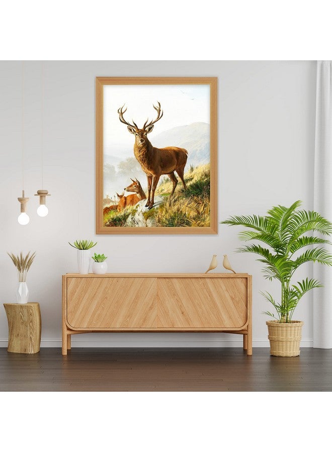 Gamya Deer Nature Big Wall Painting For Living Room Bedroom, Framed Painting For Wall Decoration Home Wall Decor (13x17 Inches) Beige Frame - Image 4