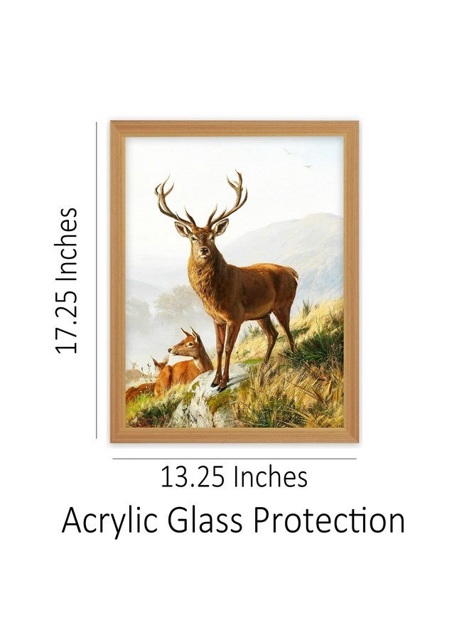 Gamya Deer Nature Big Wall Painting For Living Room Bedroom, Framed Painting For Wall Decoration Home Wall Decor (13x17 Inches) Beige Frame - Image 2