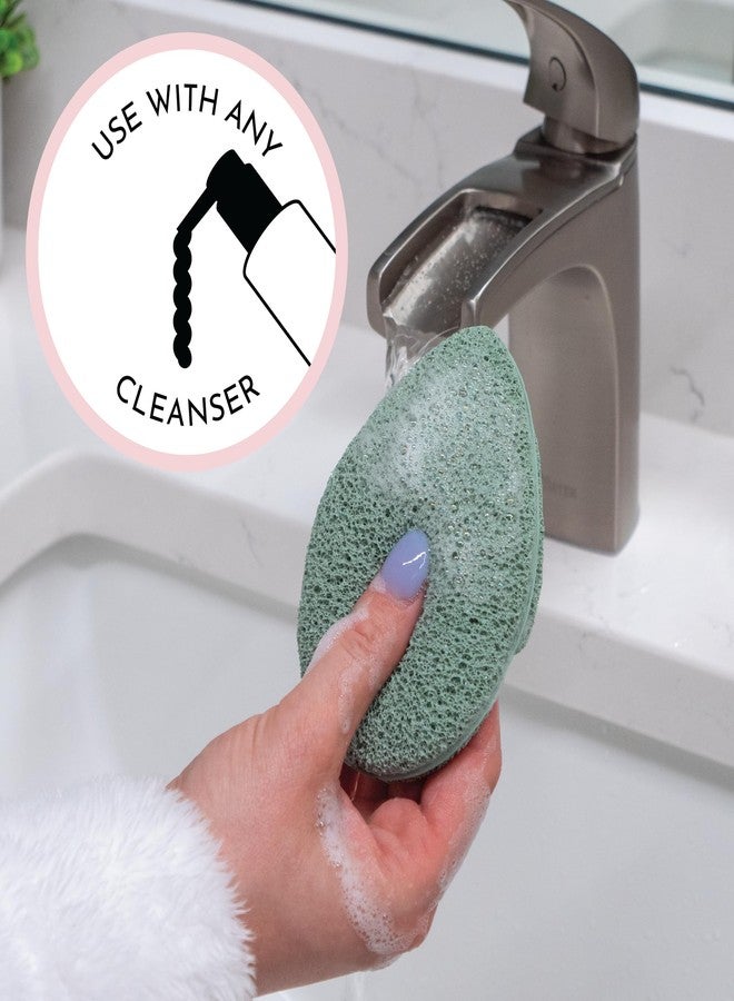 S&T INC. Face Scrubber Exfoliator, Facial Sponges for Face Wash, Reusable Makeup Remover Exfoliating Pads, Gray and Sage, 2.6 in x 3.9 in., 2 Pack - Image 4