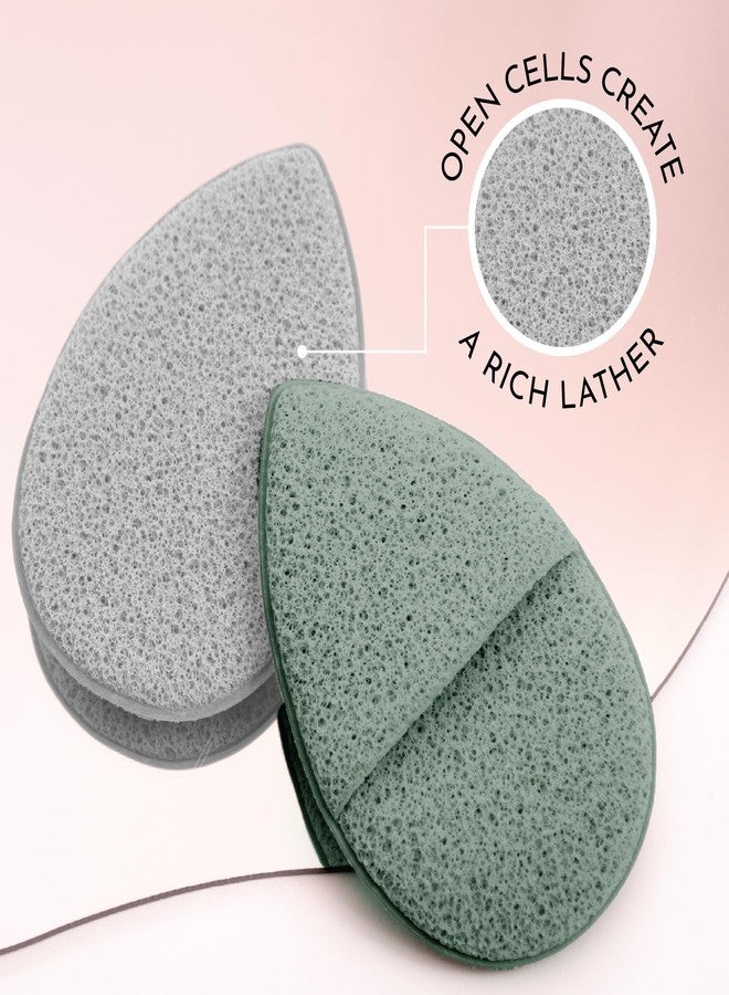 S&T INC. Face Scrubber Exfoliator, Facial Sponges for Face Wash, Reusable Makeup Remover Exfoliating Pads, Gray and Sage, 2.6 in x 3.9 in., 2 Pack - Image 5