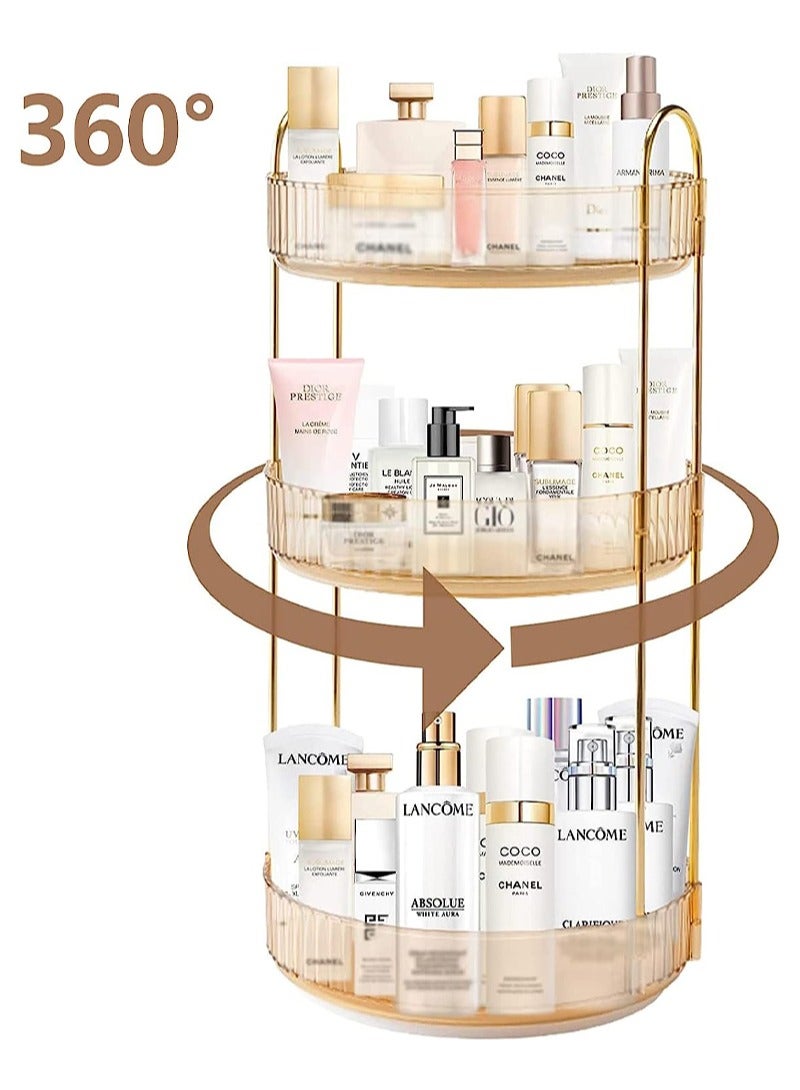 Sharpdo Rotating Makeup Organizer for Vanity 3 Tier, High-Capacity Skincare Clear Make Up Storage Perfume Organizers Cosmetic Dresser Organizer Countertop 360 Spinning - Image 2
