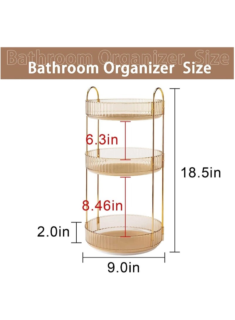 Sharpdo Rotating Makeup Organizer for Vanity 3 Tier, High-Capacity Skincare Clear Make Up Storage Perfume Organizers Cosmetic Dresser Organizer Countertop 360 Spinning - Image 3