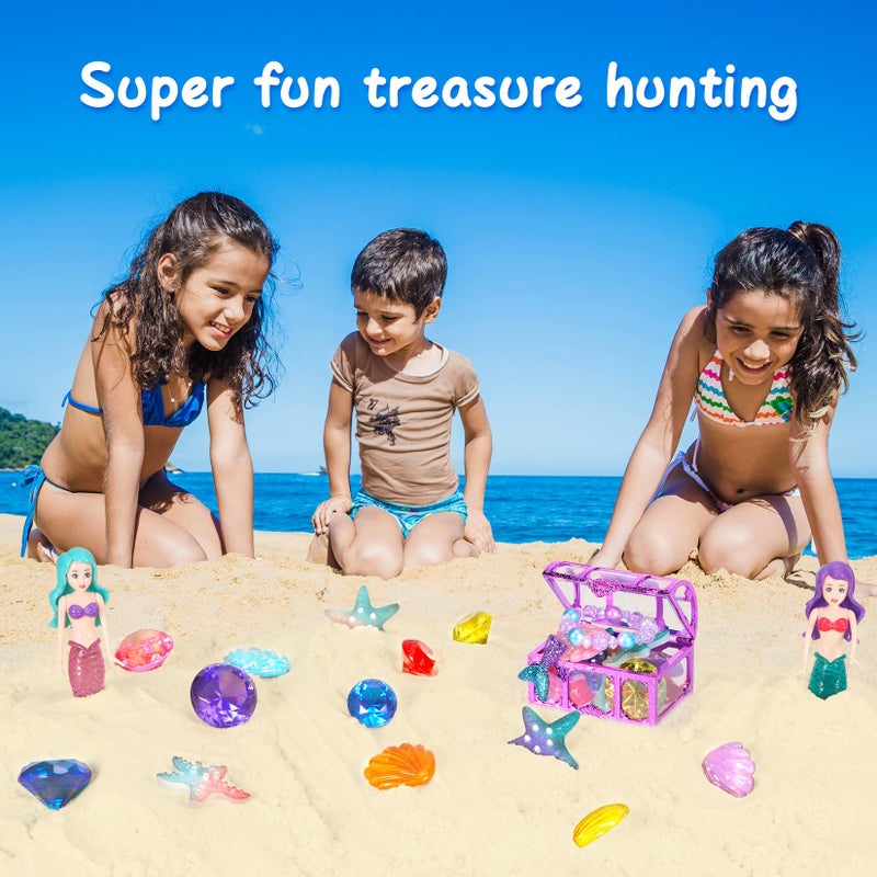 VGOFUN Diving Pool Toys for Kids Ages 3-12, 31 Pcs Mermaid Pool Toys, Diving Gem Toys with Pirate Treasure Chest, Summer Underwater Game Toys Swimming Training Gift for Boys Girls with Storage Bag - Image 3