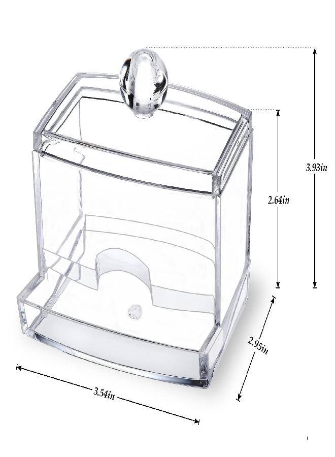 MOSIKER 10oz Clear Acrylic Small Qtip Holder,Swab Dispenser Cotton Ball Jars Bathroom Organizer with Lid - Image 1