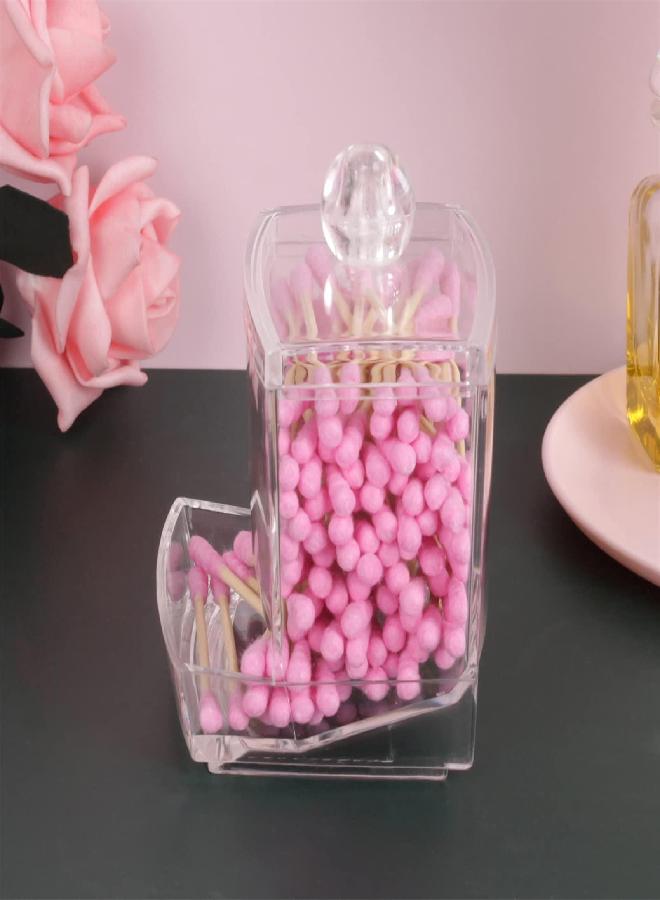 MOSIKER 10oz Clear Acrylic Small Qtip Holder,Swab Dispenser Cotton Ball Jars Bathroom Organizer with Lid - Image 2