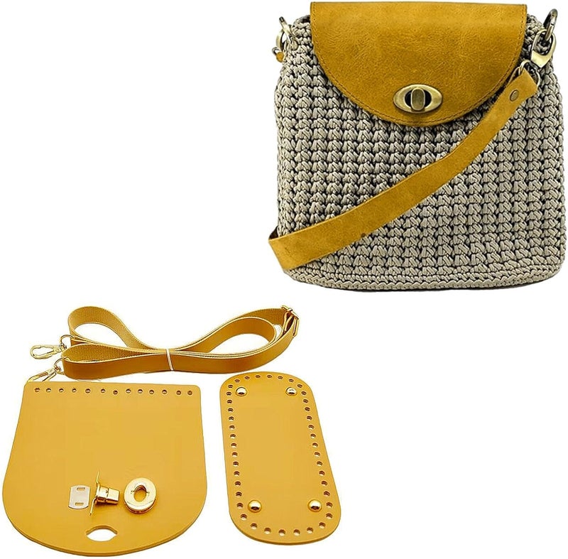 Crochet Bag Base Replacement Set with Buckle Adjustable Strap for Shoulder Purse Accessories PU Leather Bag Base - Image 2