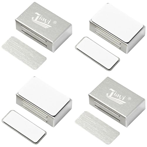 Jiayi Magnetic Cabinet Catches Adhesive Jiayi 4 Pack Cabinet Magnetic Latch Cabinet Door Magnet Stainless Steel Kitchen Magnetic Door Latch for Cupboard Magnetic Closure Closet Door Closing for Drawer - Image 1