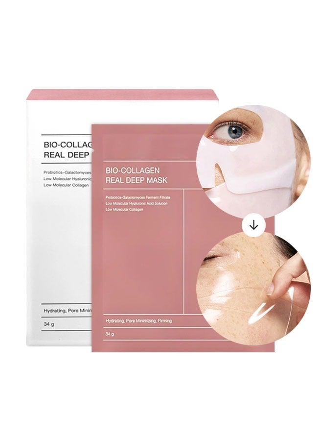 YURHERSU Bio-Collagen Real Deep Mask-(34g x 4ea), Hydrating Overnight Mask, Pore Minimizing, Elasticity Improvement, Makes the Skin Glow - Image 1