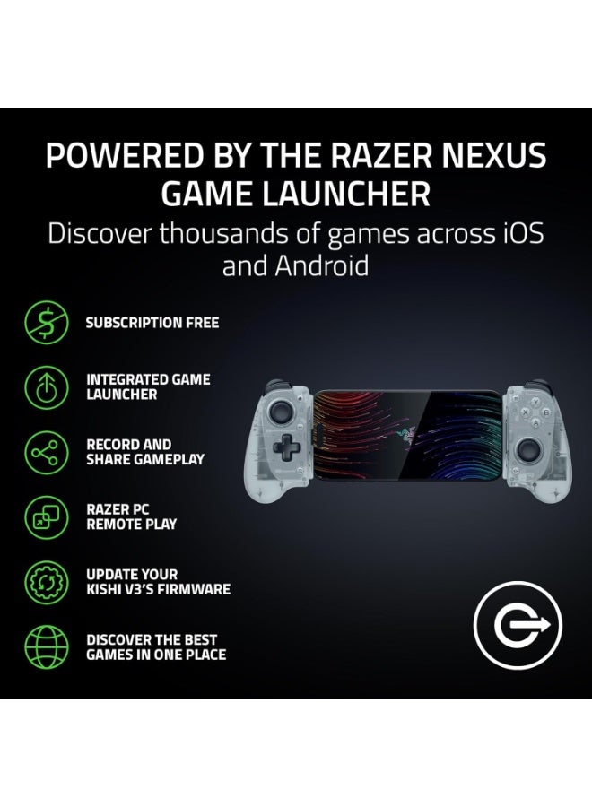 Razer Kishi V3 Gaming Controller for iPhone 15 & 16, Android: Full Sized TMR Thumbsticks, Dual Back Buttons, Fits Most Phone Cases, Wired & Remote Play for PC - Phantom White Edition I RZ06-03550200-R3M1 - Image 5