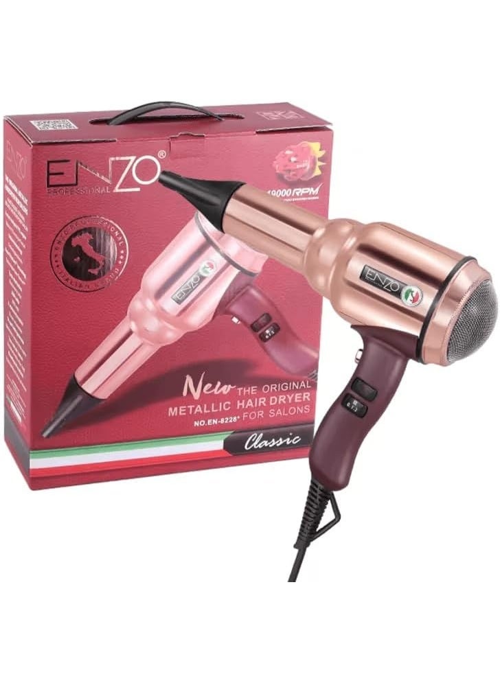ENZO Professional مجفف شعر إنزو EN-8228 2000 واط احترافي (وردي) - النسخة الدولية - Image 1