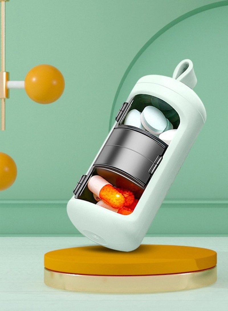 لبونير منظم حبوب، موزع حبوب، زجاجة أدوية بثلاثة أقسام لحفظ الحبوب للتخييم في الهواء الطلق والسفر، أزرق فاتح - Image 2