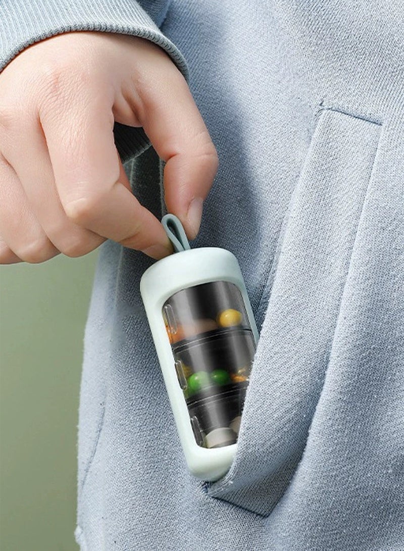 لبونير منظم حبوب، موزع حبوب، زجاجة أدوية بثلاثة أقسام لحفظ الحبوب للتخييم في الهواء الطلق والسفر، أزرق فاتح - Image 3