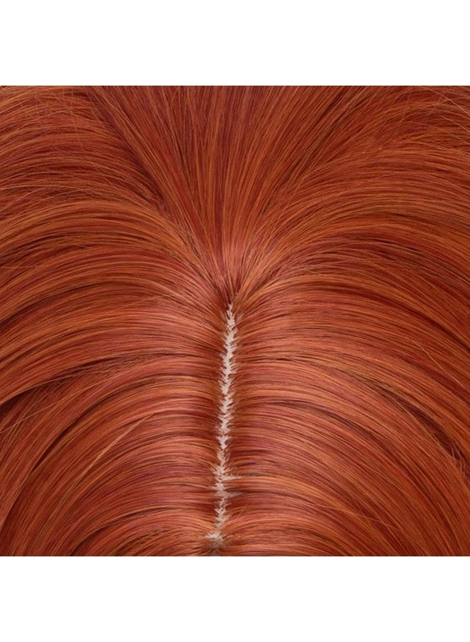 بيرون باروكة شعر نسائية برتقالية داكنة من بيرون، شعر مستعار طويل مستقيم، جزء وسطي أحمر اللون، مقاومة للحرارة، شعر مستعار صناعي لحفلات التنكر أو للاستخدام اليومي - Image 5