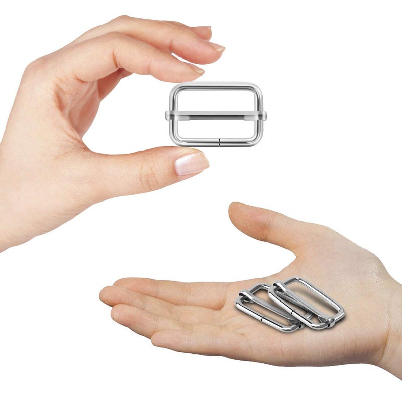 DOGNNAK Alcoon 30 Pieces Slide Buckle 1 inch Metal Triglide Slides Rectangle Adjustable Webbing Slider for Purse Making Bag Making Suspenders Making DIY Accessories Silver - Image 3
