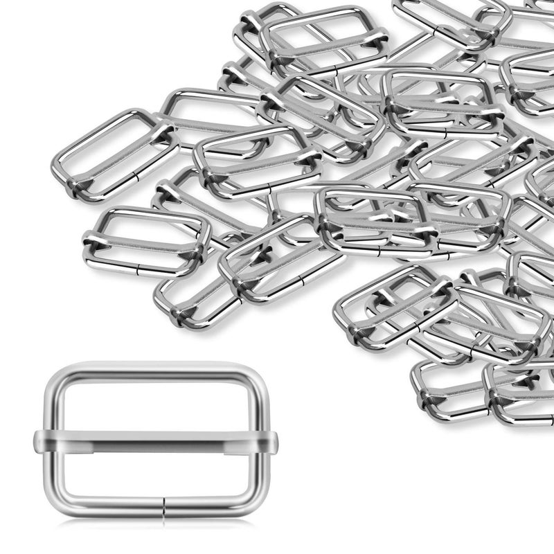 DOGNNAK Alcoon 30 Pieces Slide Buckle 1 inch Metal Triglide Slides Rectangle Adjustable Webbing Slider for Purse Making Bag Making Suspenders Making DIY Accessories Silver - Image 1