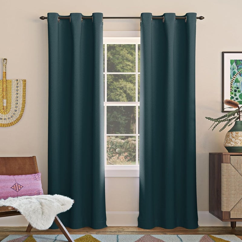 Sun Zero Easton Energy Saving Blackout Grommet Curtain Panel, 40" x 108", Teal - Image 1